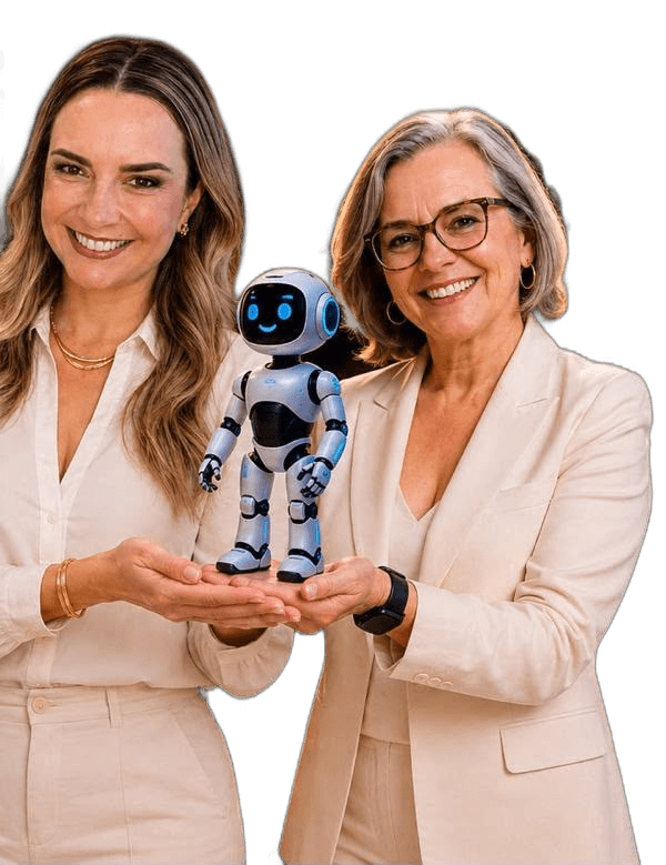 Palestrantes da Ela Conecta apresentando o robô de IA do IA Experience